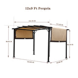 Beige Brown 12 x 9 Ft Outdoor Pergola Patio Gazebo