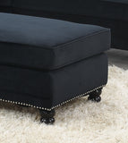 Ottoman Black Velvet Accent