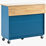 Navy Blue Kitchen Island with Drop Leaf