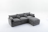 Modular Sectional Sofa,  3-Seater Sofa with Ottoman, Modern L-Shaped Sofa for Living Room Bedroom Apartment