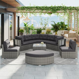 Patio Furniture Set Outdoor Furniture Daybed Rattan Sectional Furniture Set Patio Seating Group With Cushions and Center Table for Patio, Lawn, Backyard, Pool, Grey