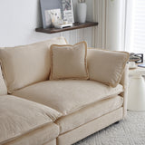 Beige U Shaped Couch with Reversible Chaise, Modular Large U-Shape, Double Extra Ottomans