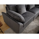 Dark Grey Oversized Modular Sectional Sofa Corduroy Upholstered