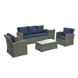 Patio Furniture, Outdoor Furniture, Seasonal PE Wicker Furniture,5 Set Wicker Furniture With Tempered Glass Table Top