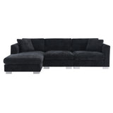 Sectional Sofa,L-shaped Luxury Couch Set with 2 Free pillows,4-seat Chenille