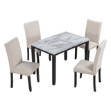 Faux Marble 5-Piece Dining Set Table