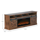 Devine Home Farmhouse 93 inch Electric Fireplace TV Stand for TVs up to 100 inches, Aged Whiskey Finish