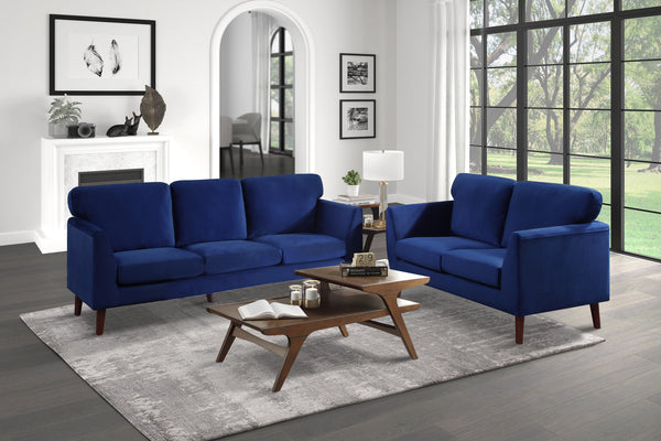 Blue Modern Contemporary 2pc Sofa Set