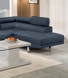 Dark Blue Color Sectional Living Room Furniture Linen Like Fabric Adjustable Headrest Right Facing Chaise & Left Facing Sofa