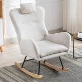 White Rocking Chair with Pocket Soft  Fabric