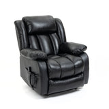 Black Leather lift chair Dual Motor  with 8-Point Vibration Massage and Lumbar Heating