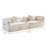 White sectional sofa, durable fabric, solid wood frame, high density sponge filler