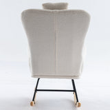 White Rocking Chair with Pocket Soft  Fabric