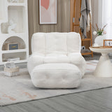 Fluffy White bean bag chair