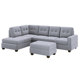 Sectional Sofa with Reversible Chaise Lounge, L-Shaped Couch with Storage Ottoman and Cup Holders