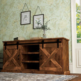 Devine Home Farmhouse 66 inch TV Stand Console for TVs up to 80 inches, No Assembly Required, Aged Whiskey Finish