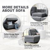 Sectional Sofa with Reversible Chaise Lounge, L-Shaped Couch with Storage Ottoman and Cup Holders