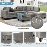 Sectional Sofa with Storage Ottoman, L-Shape Couch with 2 Pillows and Cup Holder,