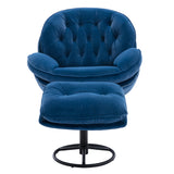 Accent chair  TV Chair  Living room Chair  with Ottoman-Blue