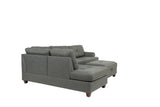 3-pcs Sectional Sofa Blue Grey Polyfiber Cushion Sofa Chaise Ottoman Reversible Couch Pillows