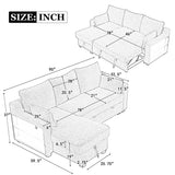 Pull Out Sleeper Sofa L-Shaped Couch Convertible Sofa Bed with Storage Chaise, Storage Racks and USB Ports