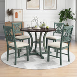 5-Piece Round Dining Table and 4 Fabric Chairs