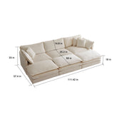 Reversible Modular 6 Seater Sectional Super Soft Sofa Couch with 3 Ottomans, 3 Toss Pillows and 2 Arm Pillows