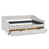 Full Size Daybed with Drawers Upholstered Tufted Sofa Bed