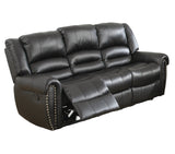 Black Plush Reclining Leather Sofa