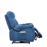 Blue Power Lift Recliner Chair with Airbag Massage and Heating USB Charge Ports