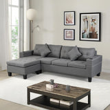 Sofa Set for Living Room with L Shape Chaise Lounge, cup holder - grey