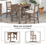 3-Piece Wood Counter Height Drop Leaf Dining Table Set