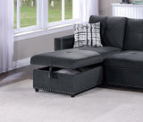 Pull Out Black Velvet Convertible Sectional Sofa