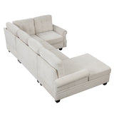 Modern U-Shaped Corner Sectional Sofa Upholstered Linen Fabric