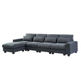 L-Shape Feather Filled Sectional Sofa - Dark Grey