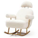 Beige Modern Sherpa Fabric Nursery Rocking Chair