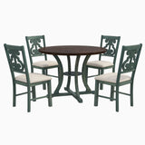 5-Piece Round Dining Table and 4 Fabric Chairs