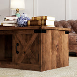 Brown Fully Solid Wood Assembled Aged Whiskey Coffee Table