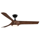 56 In.Intergrated LED Ceiling Fan with Brown Wood Grain ABS Blade