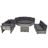 Patio Furniture Set Outdoor Furniture Daybed Rattan Sectional Furniture Set Patio Seating Group With Cushions and Center Table for Patio, Lawn, Backyard, Pool, Grey