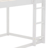 Twin over Twin Low Bunk Bed, House Bed with Ladder