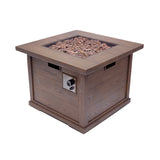 Patio Outdoor Square Gas Burning Concrete Fire Pit Wood Pattern - Brown - 40,000 BTU