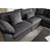 Dark Grey Oversized Modular Sectional Sofa Corduroy Upholstered