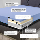 Queen Split Top Flex head 12 inch Memory Foam Hybrid Mattress and Adjustable Base Bundle, Queen Size