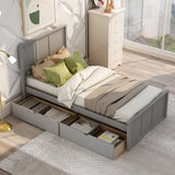 Twin Platform Storage Bed, 2 drawers with wheels