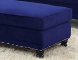 Ottoman Indigo Blue Velvet Accent