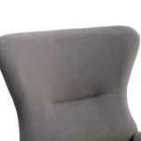 Velvet Fabric Padded Seat Rocking Chair With High Backrest And Armrests