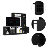 6-Bottle 2-Door Entertainment Center Black Wengue