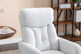 White Fabric Swivel Rocking Chair Gilder Chair With Pocket,White