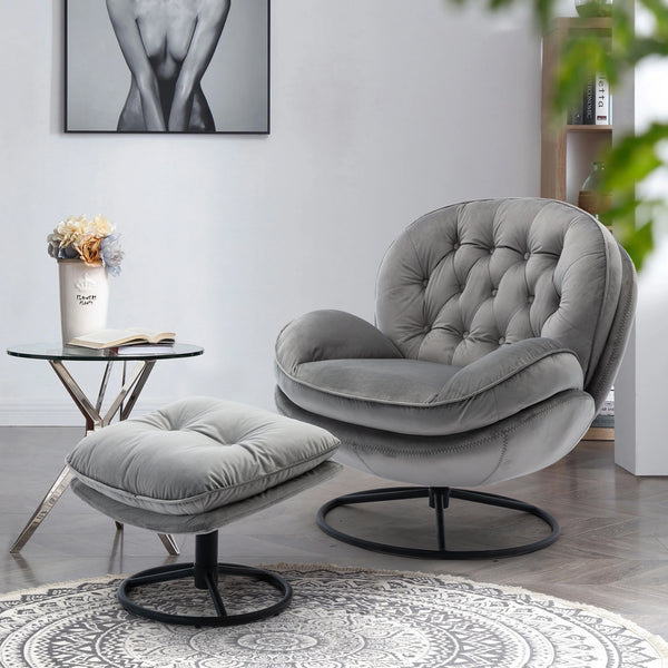 Accent chair  TV Chair  Living room Chair Grey with ottoman